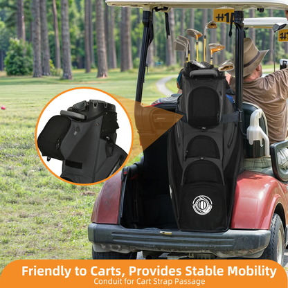Golf Cart Bag 14-Way Full Length Dividers Protect Clubs 8 Zippered Pockets Cooler Pocket Valuables Pocket Ergonomic Shoulder Straps Rain Cover Water Repellant Unisex Professional Golf Bag Multiple Colors