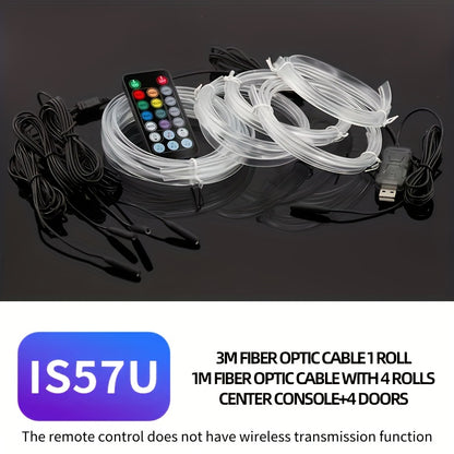Interior Car LED Strip Lights with APP Control, RGB 16 Million Colors USB Ambient LED Light Bar, Music Sync Rhythm, Low Noise And Electric Sound LED Light Bar for Car (infrared Remote Control)