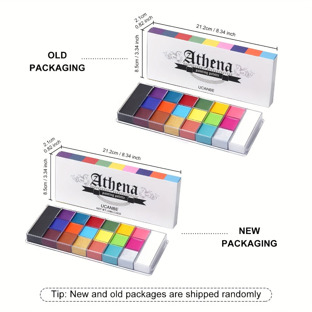 Oil-Based Face Body Paint Palette 20 Colors 168g - Halloween SFX Makeup Kit Black White Flash Tattoo Cosplay Festival Stage Artist Professional Full Size