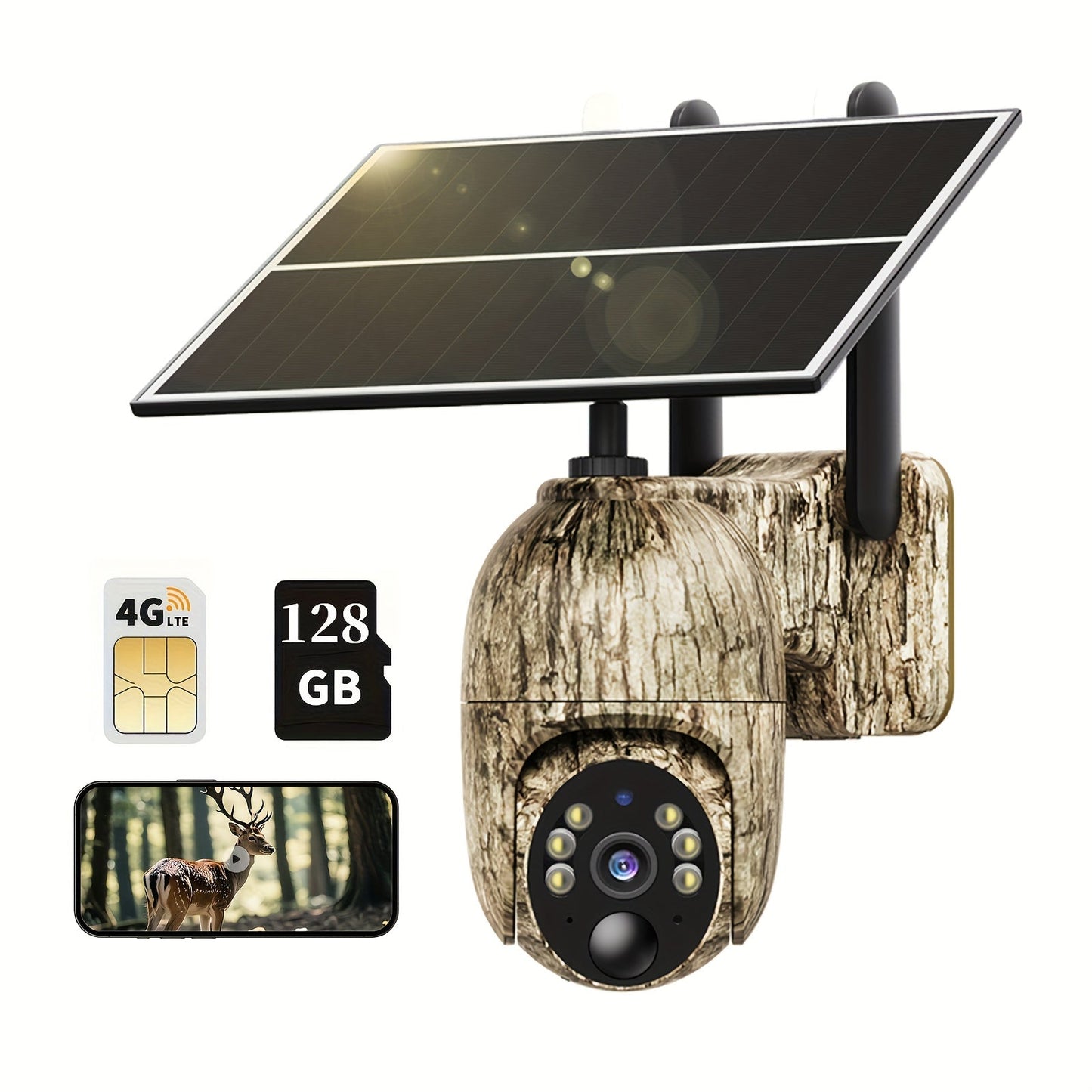 4G Cellular Game Camera Solar Powered - 2K Live View, 0.02s Motion Trigger, Night Vision, No WiFi Needed for Hunting & Wildlife