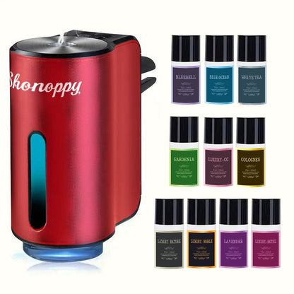 Car Air Freshener Diffuser USB Aromatherapy Humidifier with 3 6 10 Bottles Essential Oils 0.34oz Adjustable Fragrance Output Vehicle Scent Diffuser Gray Blue Red