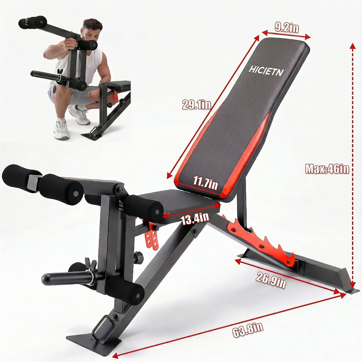 Adjustable Weight Bench Set – Foldable Home Gym Workout Bench with Squat Rack, Leg Developer & Preacher Curl Pad | 3-Second Fast Fold, Full Body Strength Training for Press, Curl & Squat Exercises
