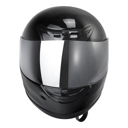Motorcycle Full Face Helmet DOT Approved – Mirror Shield Gloss Black, Anti-Fog Wide-View Visor, Removable Liner, Full Ventilation, Adult S/M/L/XL TCMT