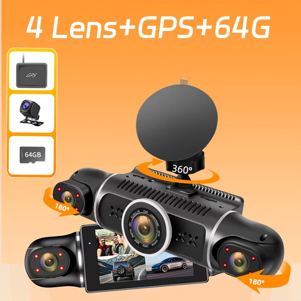 Dash Cam Car Black Box Dashcams for Cars Free 64GB SD Card with WIFI GPS Night Vision G-Sensor Loop Recording Ultra Wide Angle Front, Back, Left, Right 3.0 Inch IPS Screen No Card/ with 32GB Card/ with 64GB Card Dash Camera