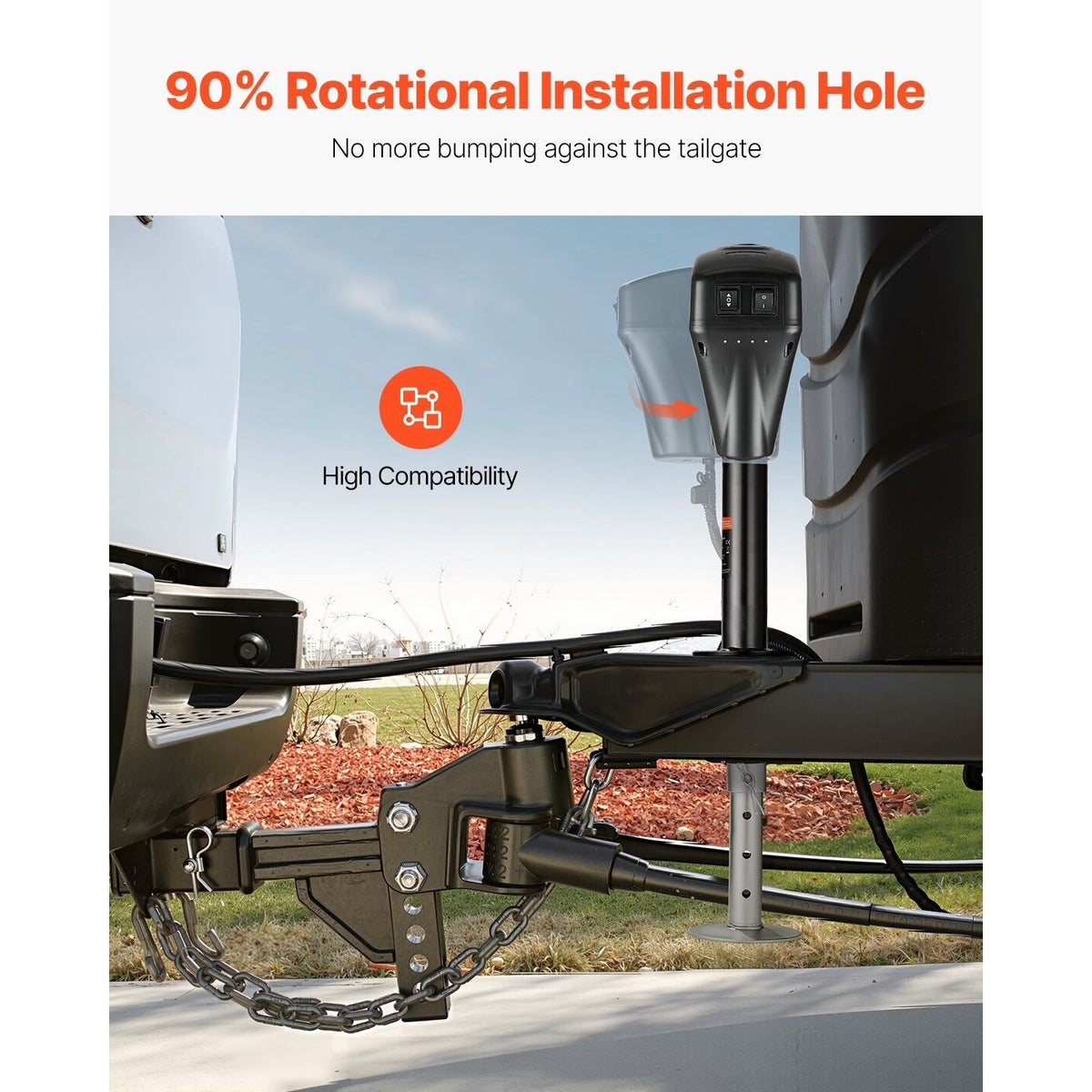 VEVOR Electric Trailer Jack 5000 lbs Power Tongue Jack for RV Trailer & Camper Black With a 7-pin Trailer Connector