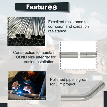 2.5 Inch Exhaust Pipe Kit Mandrel Bend - 8pcs Universal Mild Steel 16 Gauge Tubing with 90° 45° U-Bend & Straight Pipes for Custom Exhaust Fabrication