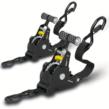 Auto Retractable Ratchet Straps 2-Pack – Heavy Duty Tie Down with Automatic Tightening, 1100/1400/1700 LBS Capacity, Abrasion-Resistant, for Truck Motorcycle Boat Trailer Canoe
