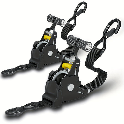 Auto Retractable Ratchet Straps 2-Pack – Heavy Duty Tie Down with Automatic Tightening, 1100/1400/1700 LBS Capacity, Abrasion-Resistant, for Truck Motorcycle Boat Trailer Canoe