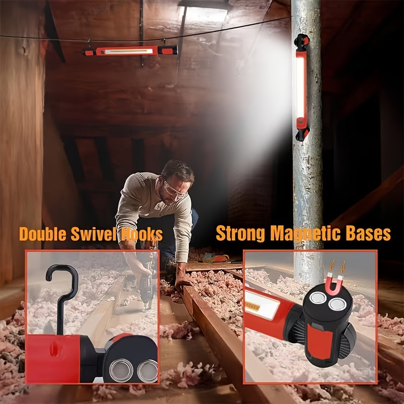 5000mAh Under-Hood Work Light, Magnetic LED Work Light, Hanging Hook, 3000 Lumens, Suitable for Car Repair/Mechanical Maintenance/Garage Inspection/Emergency Situations