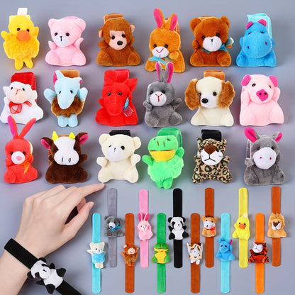Stuffed Animal Slap Bracelets Bulk for Kids – Cute Plush Assorted Animal Bracelets for Party Favors, Classroom Prizes, Goodie Bag Fillers, Carnival Toys, Holiday Gifts (6/10/15/30 Pack)