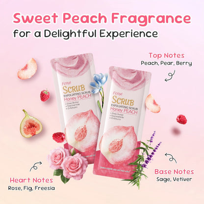 Exfoliating Body Scrub Peach Cream 50pcs Jojoba Bead Foot & Body Skin Gentle Cleansing Moisturizing Smooth Nourish Portable Travel Size Sachet