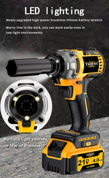 21V Cordless Impact Wrench Kit High Torque Brushless with 4000mAh Rechargeable Battery – Wireless Power Wrench Driver for Car Motorcycle Repair, DIY Home Projects, Gift for Mechanics & Men