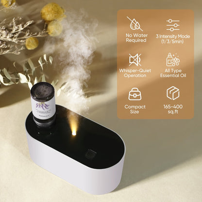 Essential Oil Diffuser Waterless Aroma Diffuser – USB Mini Humidifier, 3 Misting Modes, Color LED Lights, Auto Circulation for Home, Office & Car