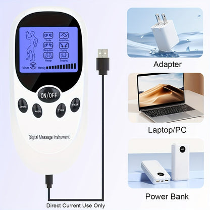 TENS EMS Dual Channel Muscle Stimulator Massager – 8 Electrodes for Back, Shoulder & Knee Pain Relief, Muscle Recovery, Portable Electric Pulse Therapy Device