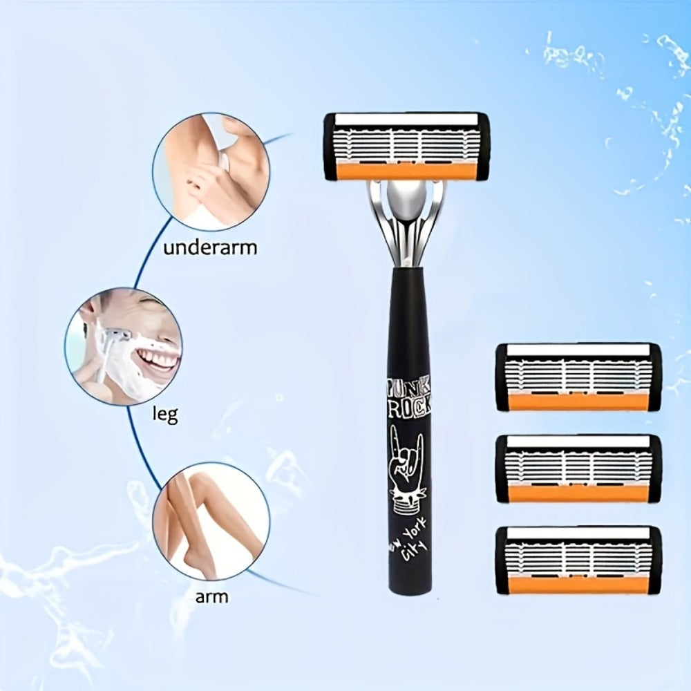 Safety Razor Kit 2 Handles 72 Double Edge Replacement Blades - Classic Wet Shaving Razor Set with Non-Slip Ergonomic Grip for Close Clean Shave Men Face Neck Head Body Grooming