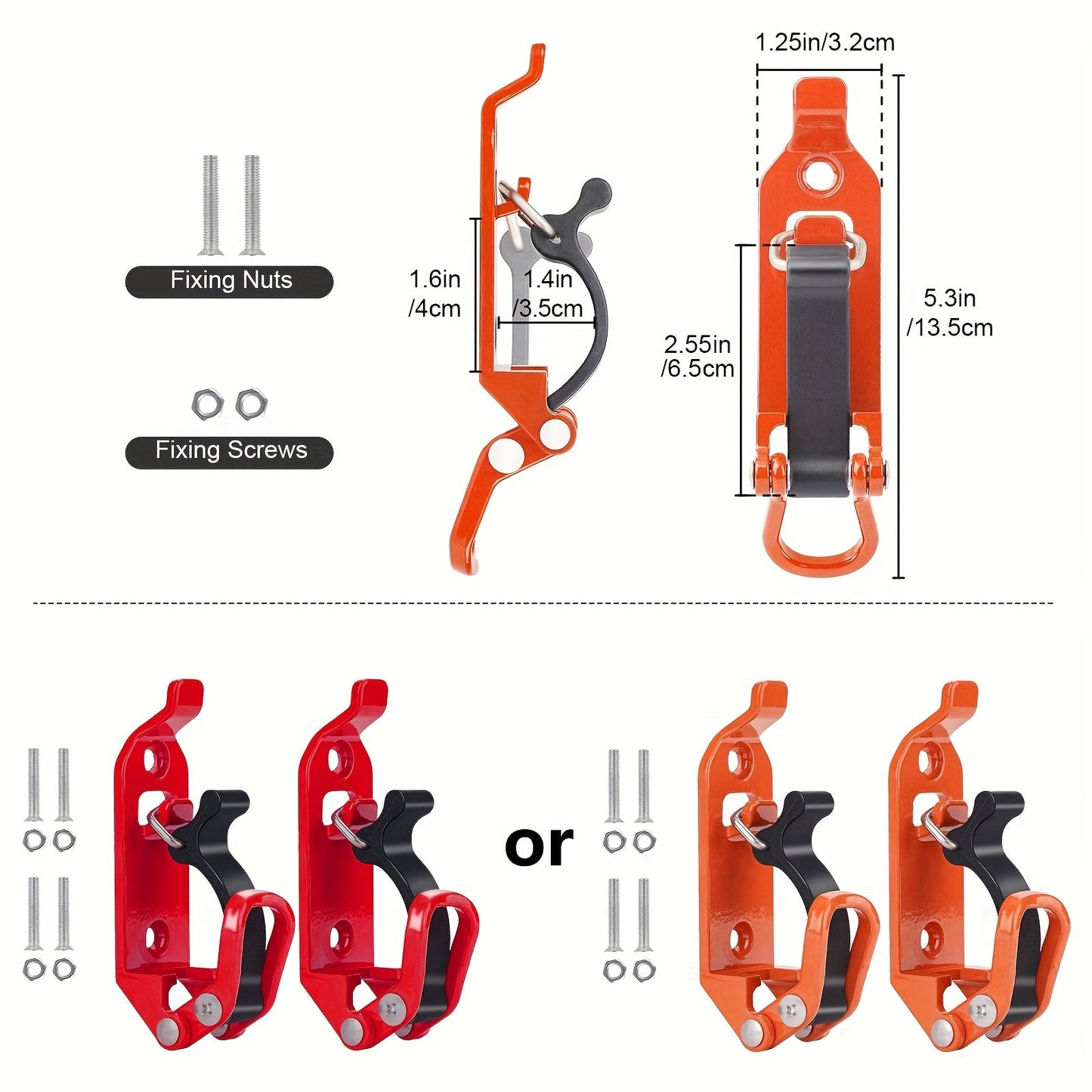 Roof Rack Shovel Mount 2-Pack – Metal Clamp Bracket Kit with Rubber Clamps, Quick Release Axe Holder for Roof Rack, Truck Bed, Boat, RV & Trailer, Fits Shovels, Axes & Long Handle Tools