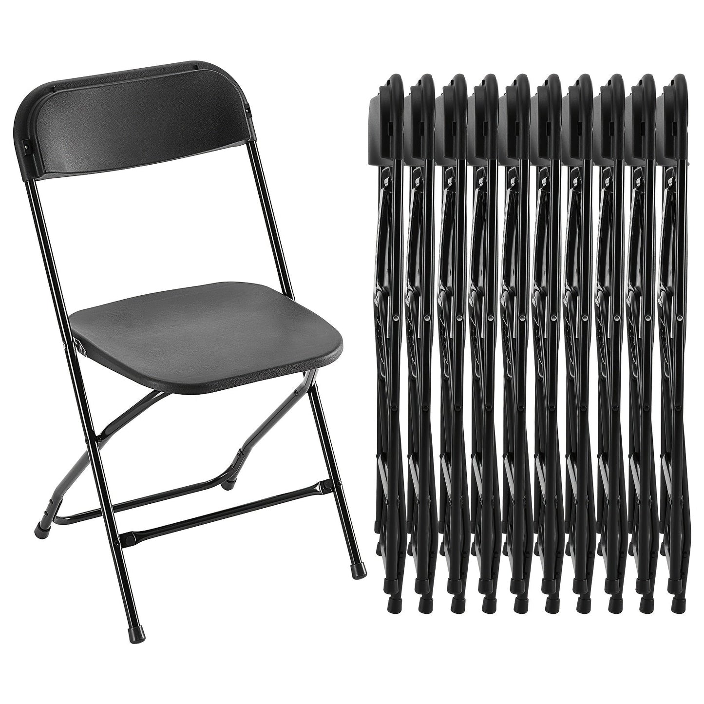 Commercial Folding Chairs Stackable – 350lb Heavy Duty Steel Frame, Weather Resistant Plastic, Indoor & Outdoor Event Seating – White or Black, 4 to 20 Pack for Weddings & Parties