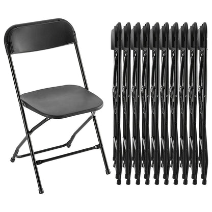Commercial Folding Chairs Stackable – 350lb Heavy Duty Steel Frame, Weather Resistant Plastic, Indoor & Outdoor Event Seating – White or Black, 4 to 20 Pack for Weddings & Parties