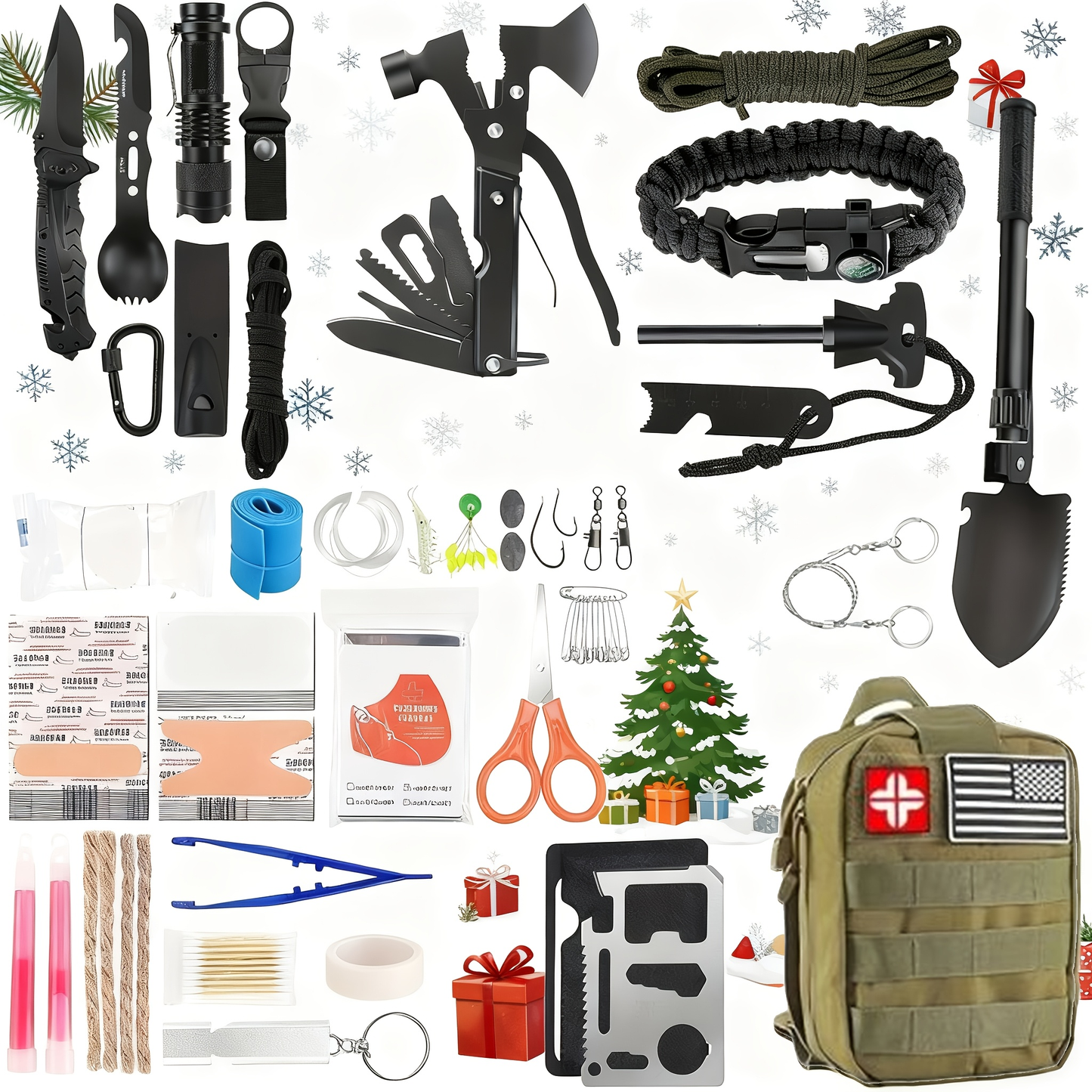 Outdoor Multifunctional Tool Kit 212 260 Piece Professional Camping Gear Bag for Men Women Hiking Hunting Adventure Gift Black Green Khaki