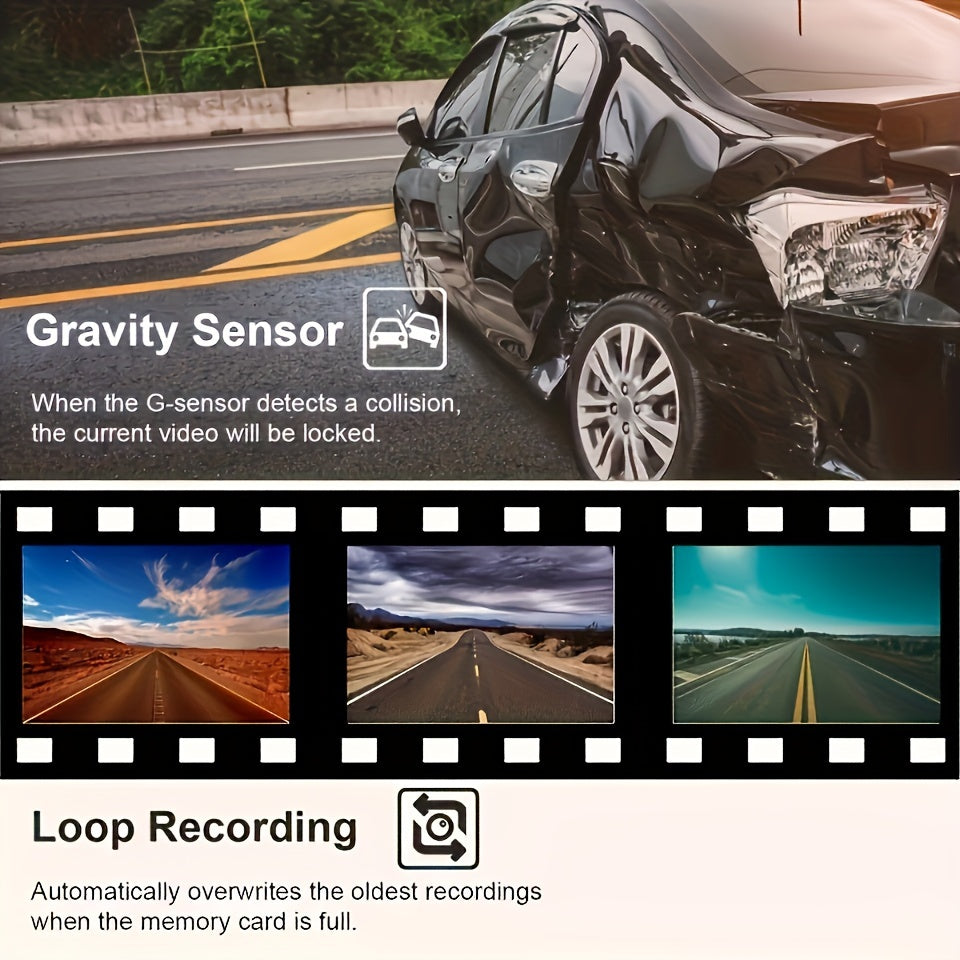 1080P Dual Camera Dash Cam for Cars with IR Night Vision, Loop Recording, And Wide Angle Lens-3.16 Inch IPS Screen, with 32GB SD Card Optional. Car