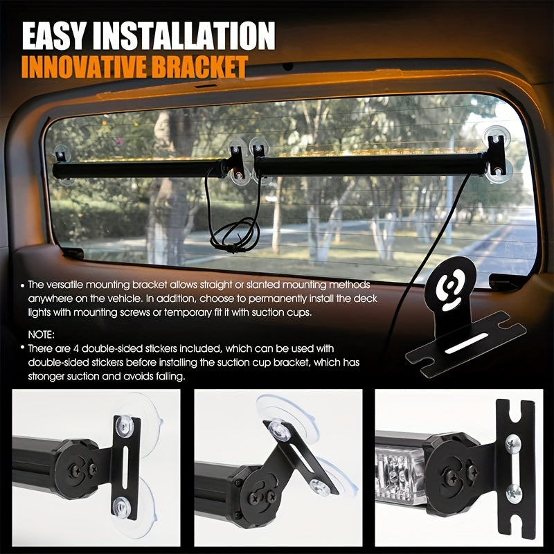 Upgrade Switchable 4 Colors Light Bar with 27 Flashing Patterns Advisor Light Bar 162 Leds Windshield 2in 1 Visor Lights with Take Down with The Dual Switch Car Plug for Trucks Construction Vehicles 12-24V
