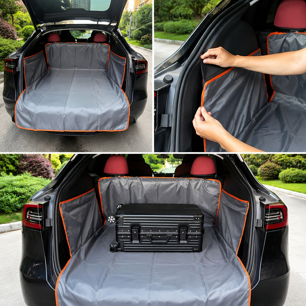 Car Trunk Mat with Orange Embellishment-durable Pet Seat Cover, Suitable for Cars, SUVs And Trucks-preventing Dirt, Spills And Scratches, Pet Car Accessories | Vibrant Accent Design | Protective Car Carpet