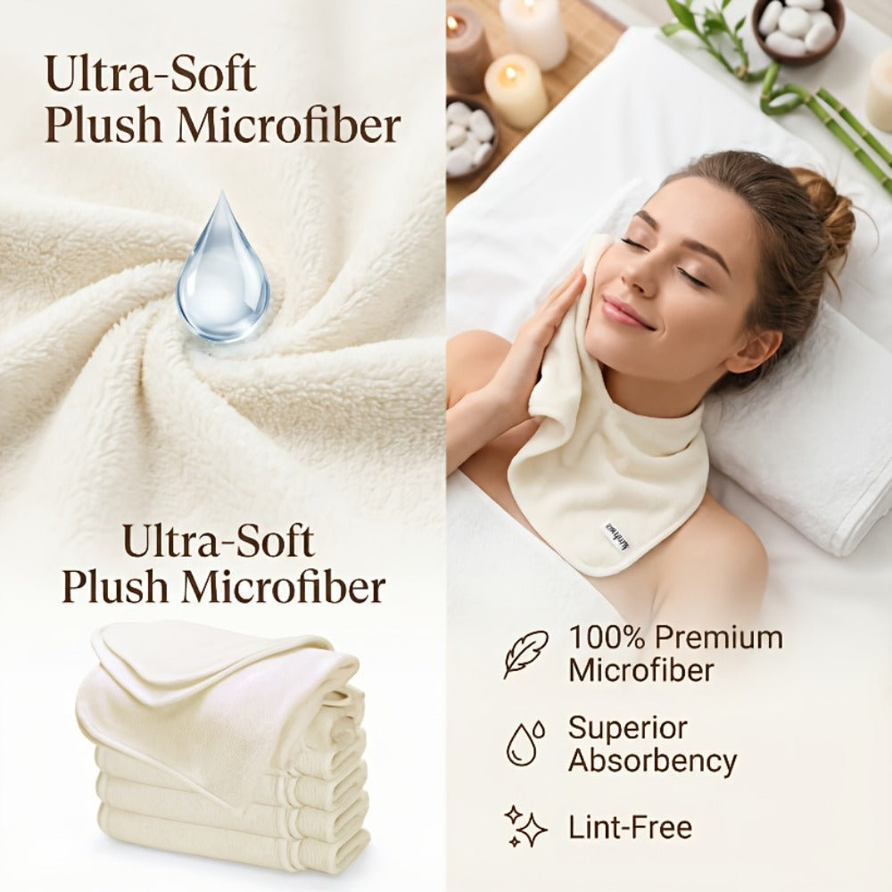 Microfiber Facial Towels 6 Pack – Professional Split-Fiber Esthetician Face Towels for Facials, Mask Removal & Spa, Ultra-Soft Reusable Face Cloths for Skincare Routine, Spa Steam Towels, Gift for Women