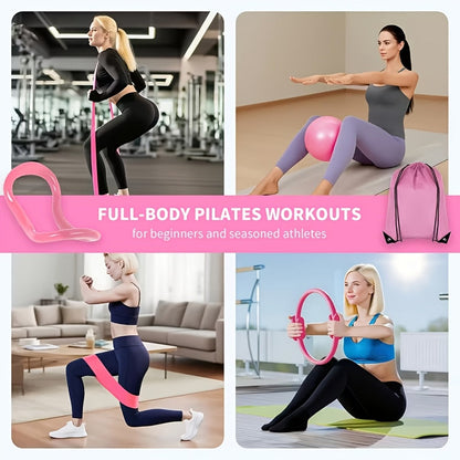 Pilates Circle Set 13-Piece – Yoga Rings, Balls, 5 Resistance Bands, Stretching Bands, Fitness Backpack, Yoga Socks & More – Complete Home Fitness Gift Set for Women & Family