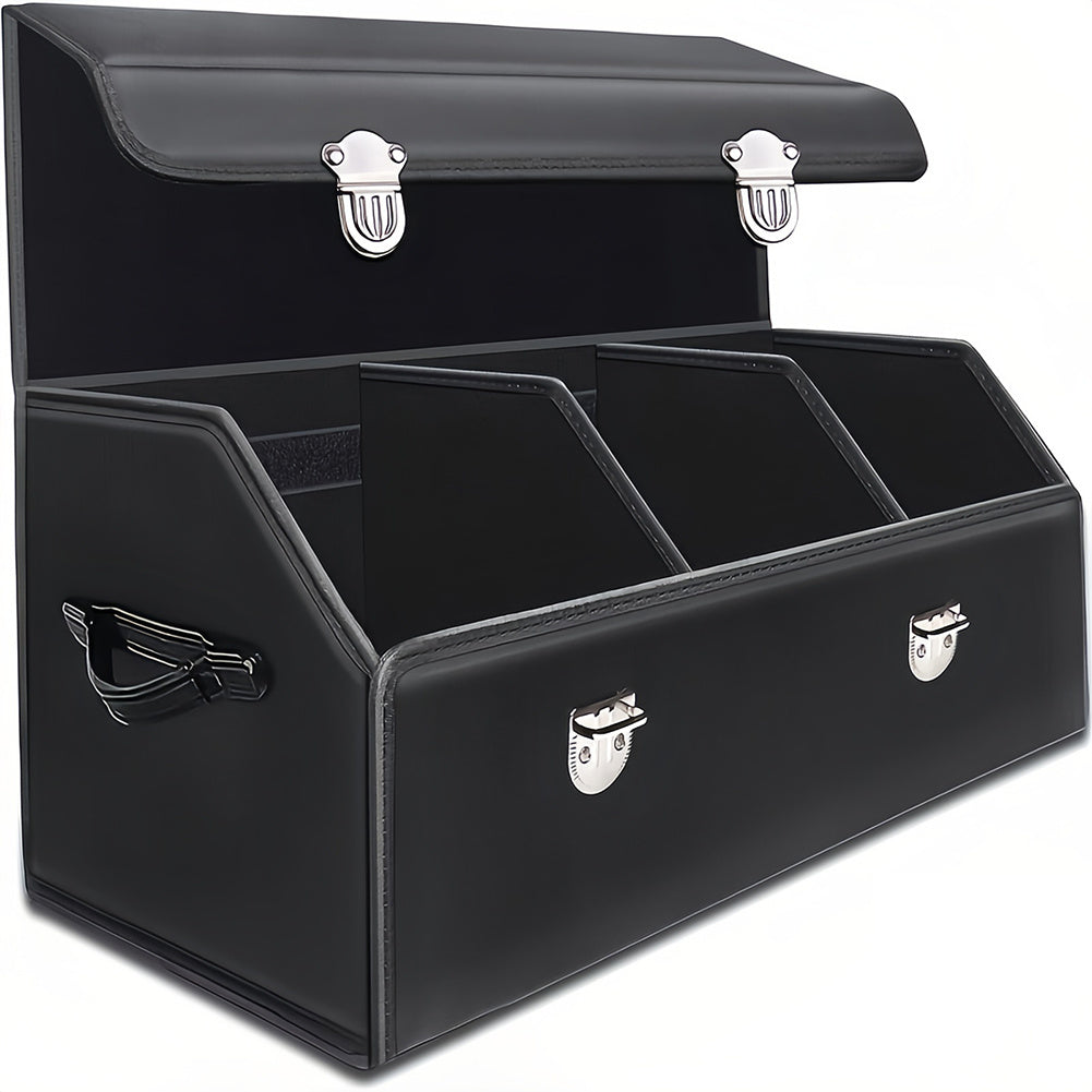 Car Trunk Storage Box PU Leather Auto Multiues Tools Storage Box Large Capacity Folding Auto Organizer Box for SUV Cars Stowing Tidying