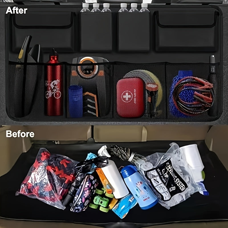 Car Trunk Organizer, Backseat Hanging Organizer with 8 Large Storage Bag Super Capacity -Trunk Organizer for SUV, Truck, Van -Your Space Saving Expert Car Accessories for Womenpurse Holder for Car