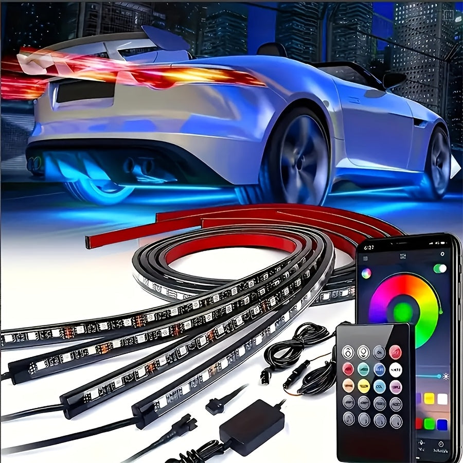 FLYANT Car Neon Accent Strip Lights, RGBIC App-Controlled Underbody Lighting, 16 Million Colors with Wireless Remote, Universal DC 12V for Car Van SUV Truck