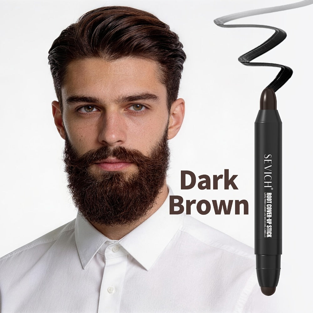 Gray Hair Root Touch Up Pen for Men – Instant Coverage Beard & Hairline Dye Stick, No-Mix Precision Applicator, Long-Lasting Color, All Hair Types, Black & Dark Brown