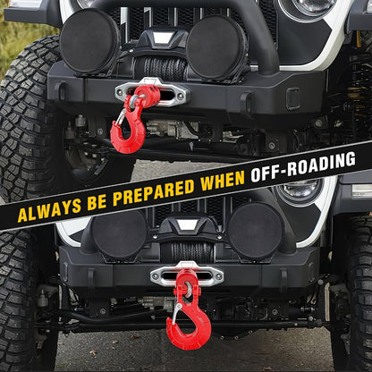 Winch Hook Forged Steel 3/8" Grade 70 Clevis Slip Hook 35,000 lbs – Spring Latch ATV UTV Jeep Truck Off-Road Recovery Towing – Red Black Green Orange