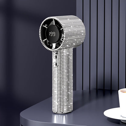 Diamond Handheld Mini Fan USB-C Rechargeable | Luxury Full Diamond Turbo Fan with Adjustable Speed, Quiet Operation & Gift Box Packaging – Portable Personal Cooling Fan for Women, Summer Gift Idea