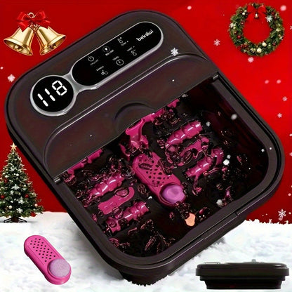 Foldable Foot Spa Bath Massager with Automatic Heating – Temperature-Controlled Foot Soak Basin with Massage Rollers, Bubble Jets & Pedicure Kit, Collapsible Foot Bath for Home Relaxation & Gift