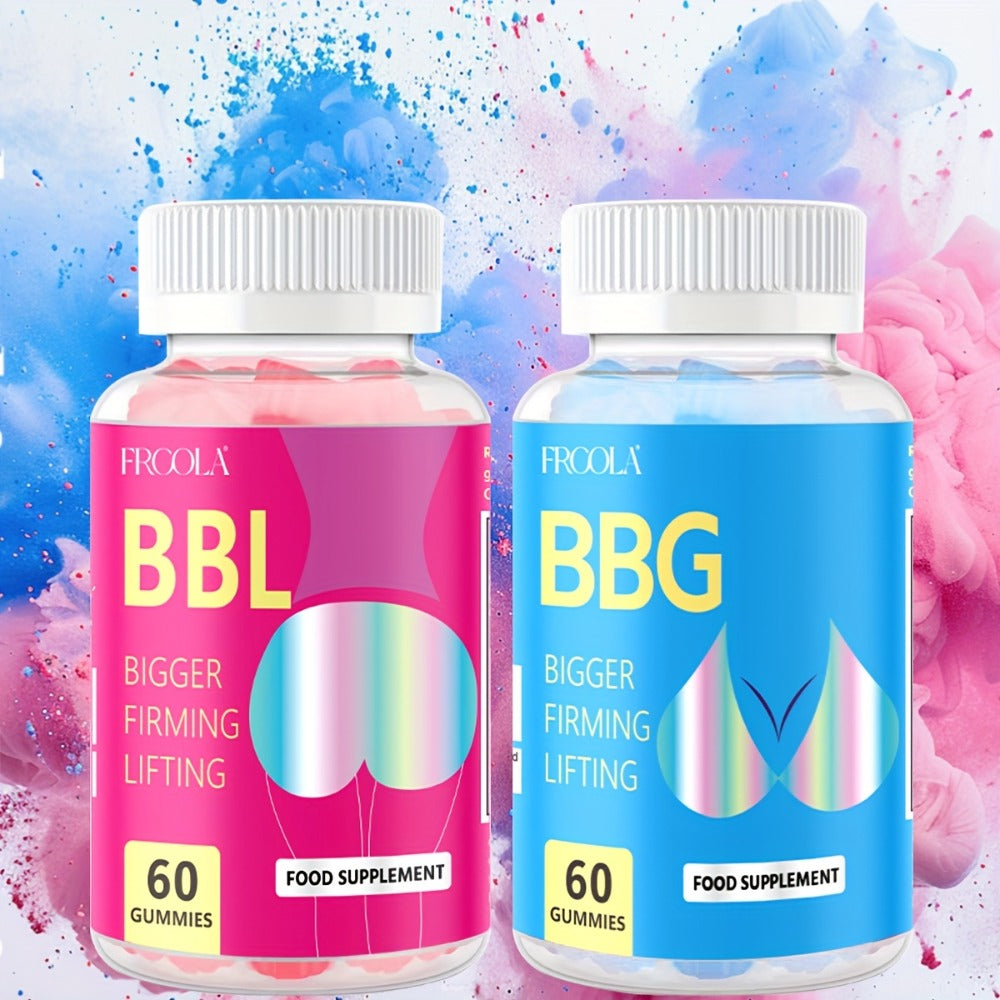 Women's BBL & BBG Herbal Gummies – Bum & Chest Enhancement Support Supplement for Women, Strawberry Flavor, 60 Gummies 30-Day Supply