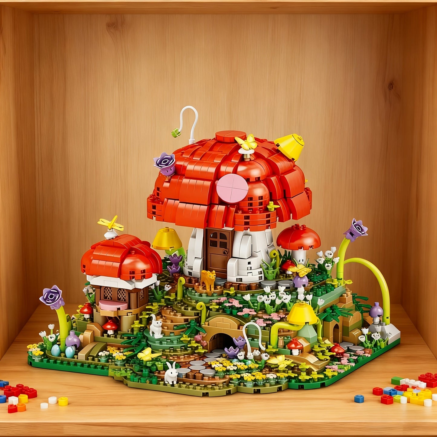 Fairy Mushroom House Building Blocks Set 2000+ Pcs – Mythical Fantasy Miniature Architecture Model 663 Desktop Decoration Display for Adults Teens Birthday Christmas Gift Fantasy Lovers