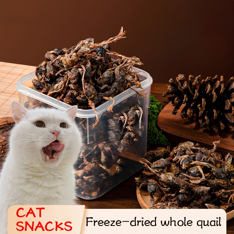 Air-Dried Whole Quail Cat Treats 70g - High Protein Natural Raw Diet Snack, Ready to Serve, No Cooking Required, Cleaned & Prepared for Cats & Kittens