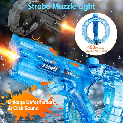 Electric Water Gun High Pressure Automatic Squirt Blaster with LED Flash & USB-C Rechargeable – 40ft Long Range Rapid Fire for Kids Teens Adults, Pool Beach Backyard Summer Outdoor Toy Gift