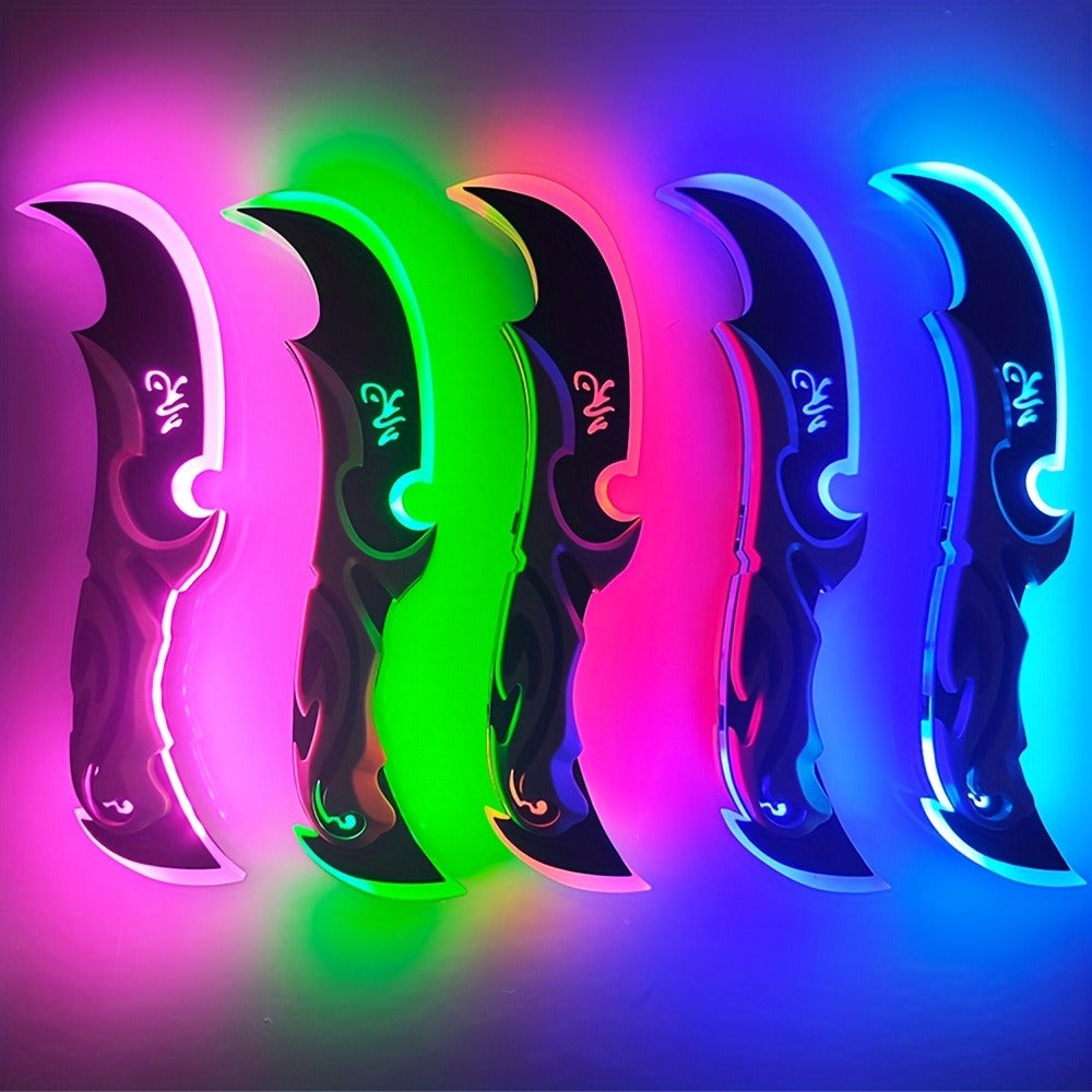 LED Light Up Half Moon Blade Rechargeable Sci-Fi Cosplay Prop 30cm – Halloween Role Play Game Peripheral Model Collection Gift, Multiple Colors
