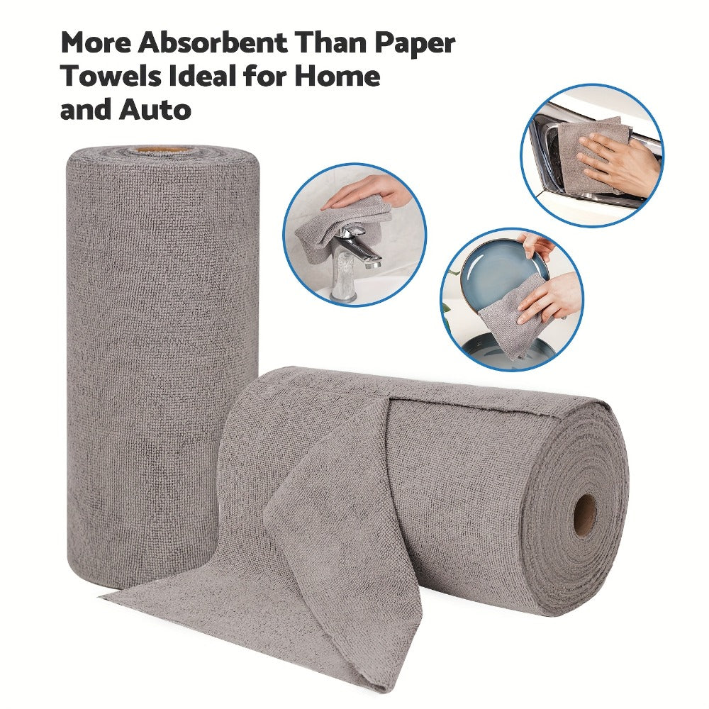 Microfiber Cleaning Cloths 100 Pack Reusable Washable Tear-Away Towel Roll 12x12 – Absorbent Rags & Dishcloths for Kitchen, Bathroom, House & Car Detailing