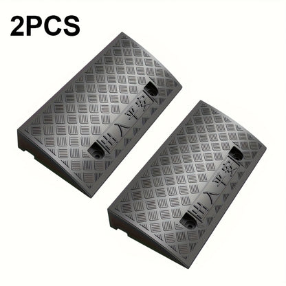 Curb Ramps 2-Pack Portable Heavy Duty Plastic Threshold Ramp Set for Low Clearance Cars Motorcycles Wheelchair – 19.68"L x 10.6"W, 3.5" or 5.1" Rise, Driveway Curb Ramp