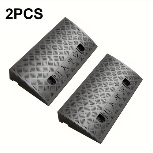 Curb Ramps 2-Pack Portable Heavy Duty Plastic Threshold Ramp Set for Low Clearance Cars Motorcycles Wheelchair – 19.68"L x 10.6"W, 3.5" or 5.1" Rise, Driveway Curb Ramp