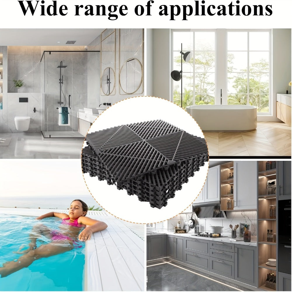 Interlocking Garage Floor Tiles 20-Pack - 16"x16" Drainage Floor Mat, Non-Slip PP Tiles for Garage, Car Wash, Basement & Pool | 41.3 Sq Ft Coverage