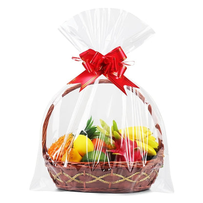 Cellophane Bags 50-Pack Large 18x30 Inch Transparent Gift Basket Wrap Bags – Clear Cellophane Wrapping for Christmas, Holidays & Gift Packaging
