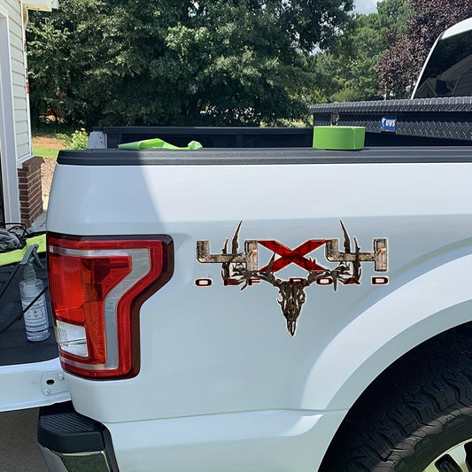 2 Pcs Camouflage 4x4 Truck Decal Archery Deer Hunting Skull Sticker Set Truck Pick Up Bed Sticker Window Decals