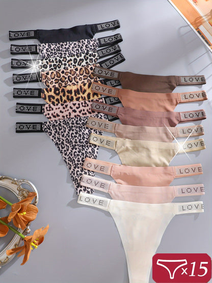 Women's 15-Pack Low-Rise Thongs - Leopard Print Daily Comfort