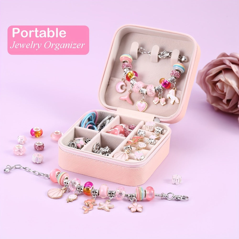 Bracelet Making Kit for Girls & Women – DIY Unicorn Mermaid Jewelry Craft Set with Portable Jewelry Box, Handmade Beaded Bracelet, Birthday Christmas Valentine's Day Graduation Gift