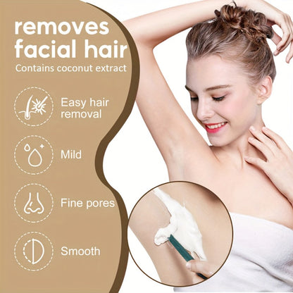 Painless Hair Removal Cream 150g 3-Minute Fast Acting – Coconut Extract Squalane Depilatory for Underarms Arms Legs Thighs Body Bikini, Smooth Skin Up to 15 Days for Women