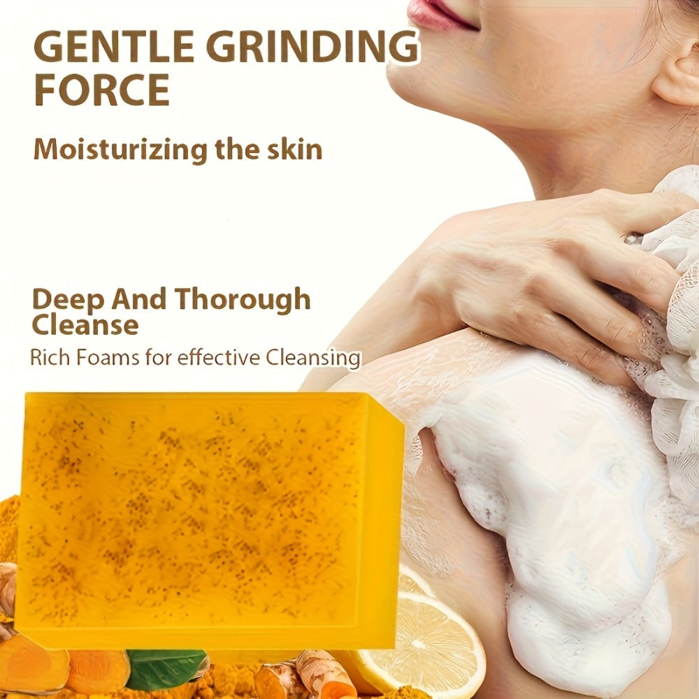 Turmeric Bath & Skin Care Set 3-Piece — Brightening Mousse, Soap & Oil for Hair, Face & Body, Gentle Moisturizing Cleanser Gift Set for Women All Skin Types